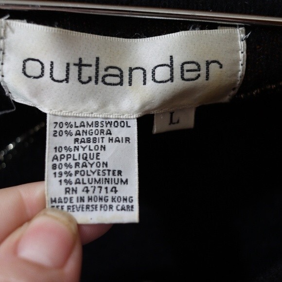 Outlander Vintage Black Metallic Gold Swirl Abstract Wool Angora Sweater - Picture 15 of 15